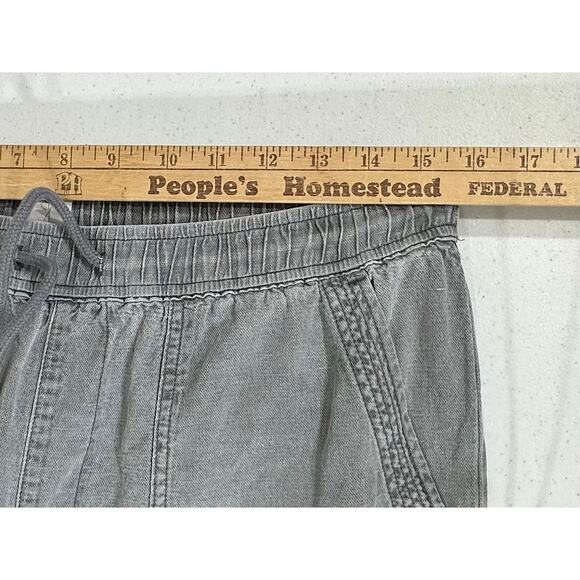 J By Joie Cropped Pants Size Large Gray Wash Wide Leg Linen Lyocell Drawstring - Picture 7 of 10
